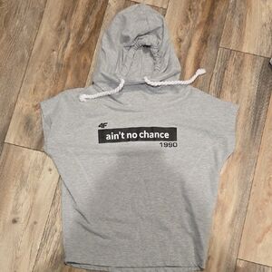 Gray Hooded Sleeveless Top